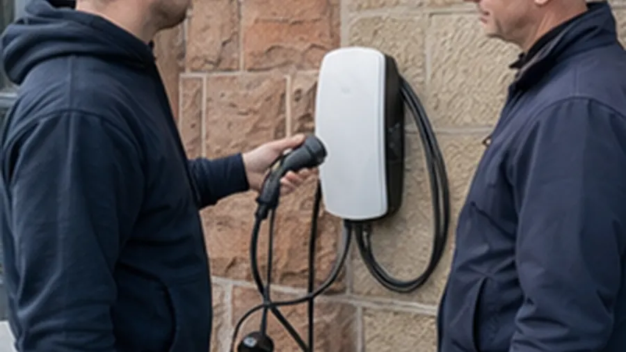 Wall mounted EV charger at a home
