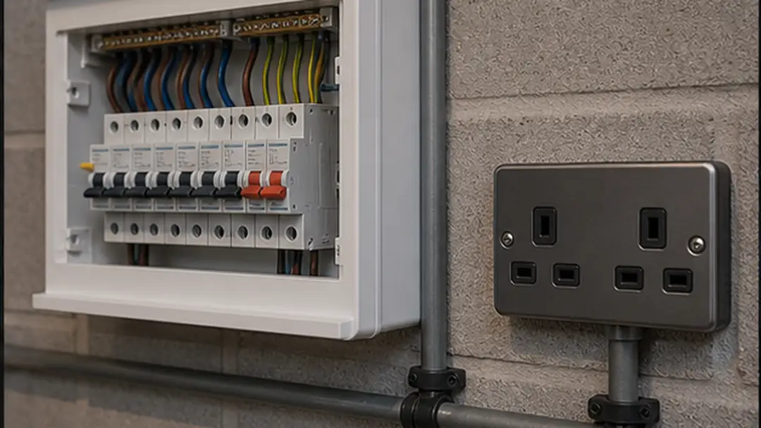 Illustrative garage wiring installation work in Arbroath